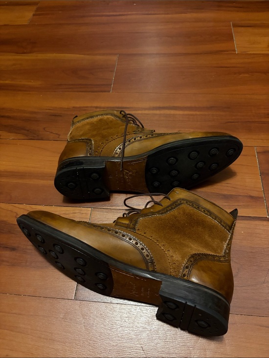 Gino Bianchi Brown Leather Suede Boots Mens Sz 43 main image 4